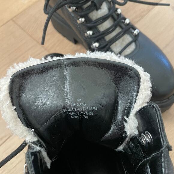 EUC Marc Fisher Nairy Black Leather Shearling Ankle Boot Women's 8 - Picture 2 of 9